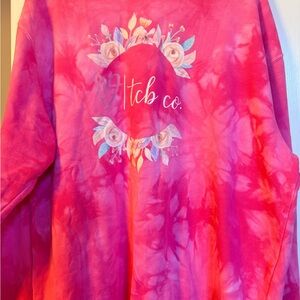 Pink Tie-Dye Floral Sweatshirt